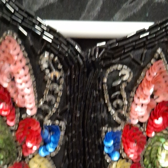 Black Embellished Floral Sequin Cardigan - Picture 8 of 15